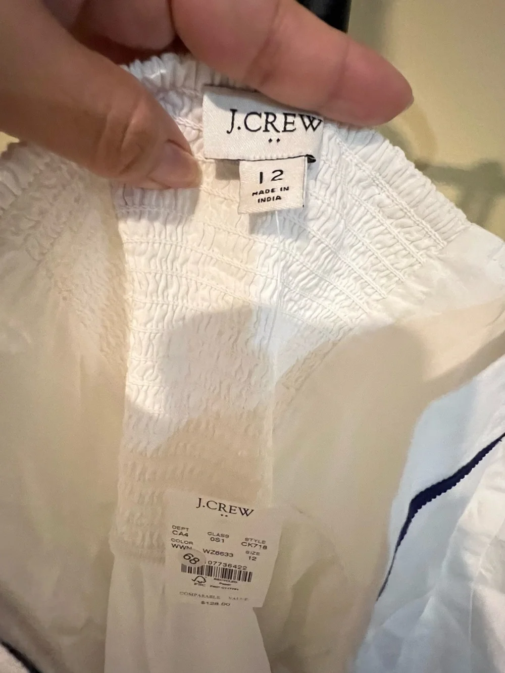 J. Crew White Dress with Navy Trim